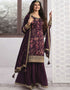 Trendy Traditional Party Wear Salwar Suit Purple Georgette Palazzo Straight Front View